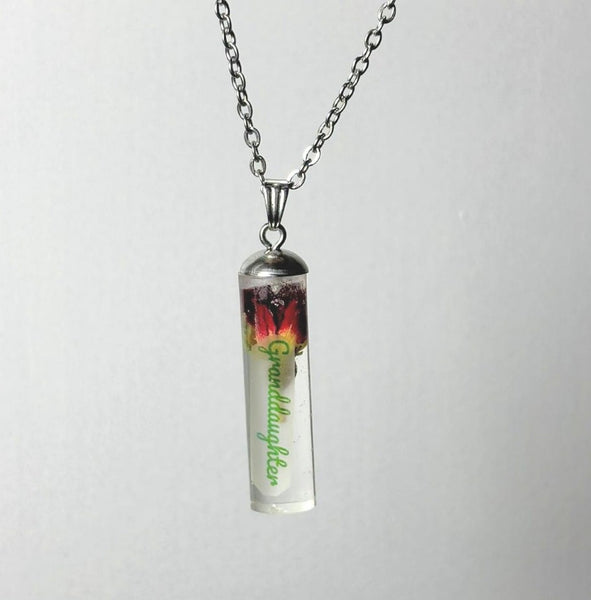 Precious Love: Real rose bud pendant chain necklace