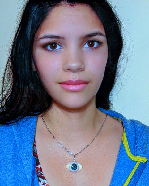 Delicate Armor: Handmade real flower evil eye pendant necklace