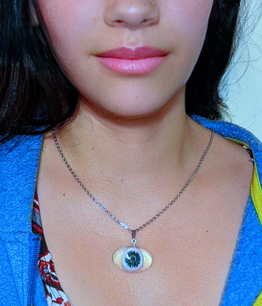 Delicate Armor: Handmade real flower evil eye pendant necklace