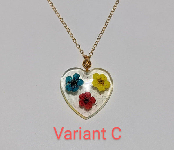 Primary Desire: Handmade primary color flower pendant gold filled chain necklace - Nature's Lure