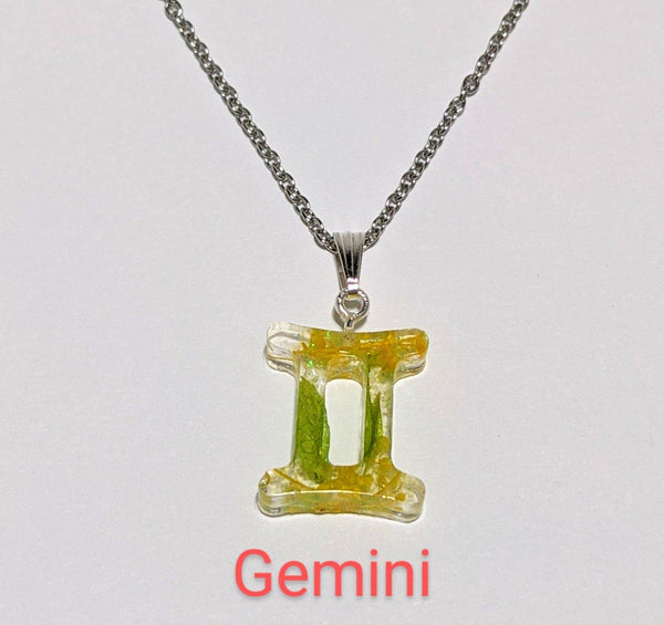 Zodiac Necklace: Handmade petal pendant stainless steel chain necklace - Nature's Lure