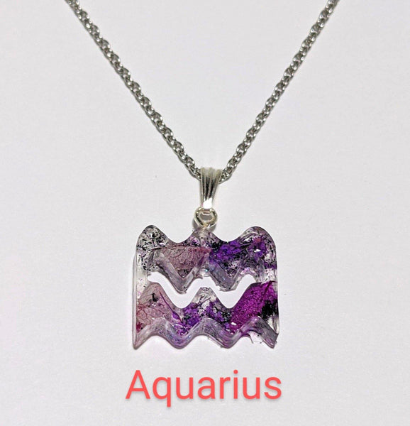 Zodiac Necklace: Handmade petal pendant stainless steel chain necklace - Nature's Lure