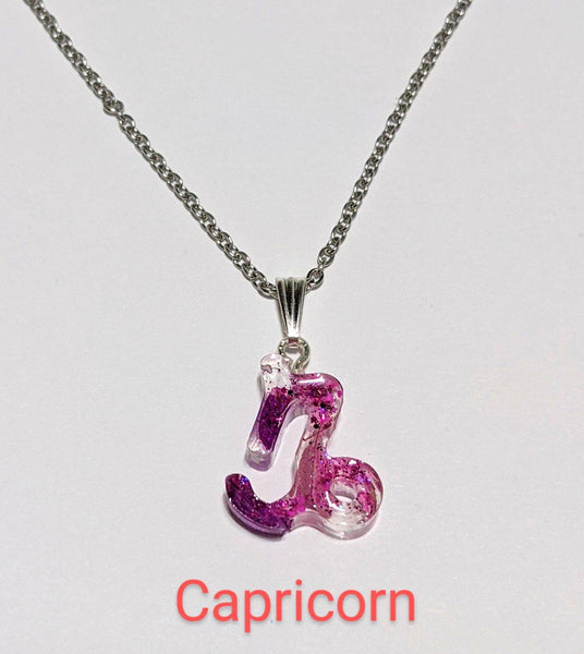 Zodiac Necklace: Handmade petal pendant stainless steel chain necklace - Nature's Lure