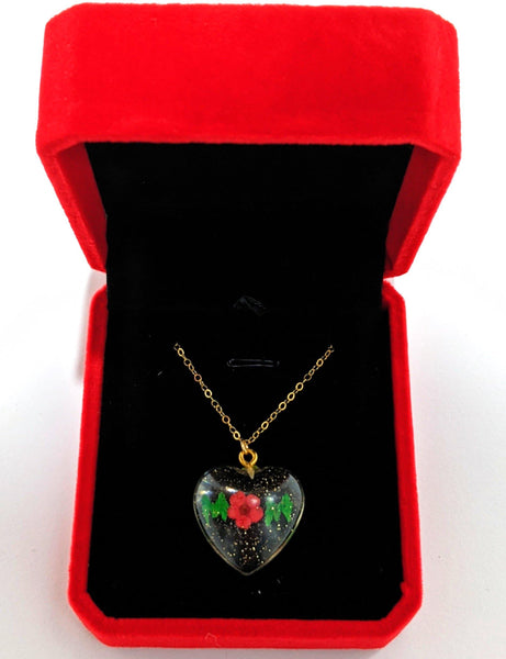 Mother's Nature: Real flower and leaf embedded handmade pendant sterling silver or gold filled necklace - Nature's Lure