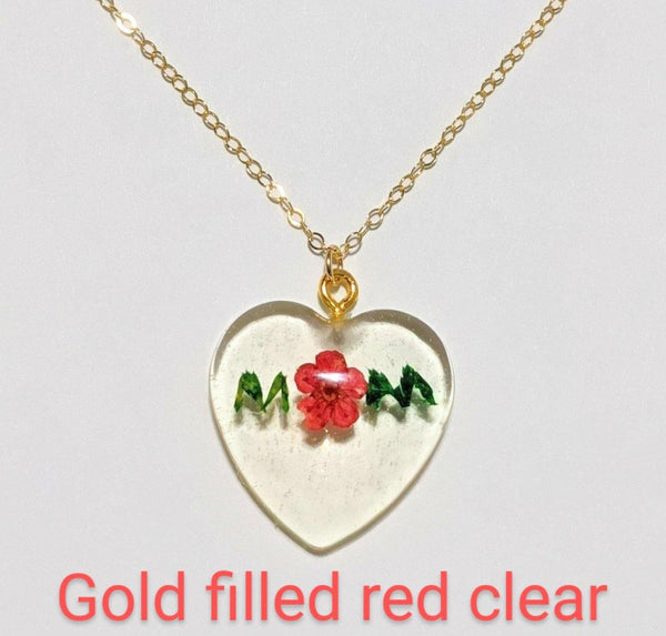 Mother's Nature: Real flower and leaf embedded handmade pendant sterling silver or gold filled necklace - Nature's Lure