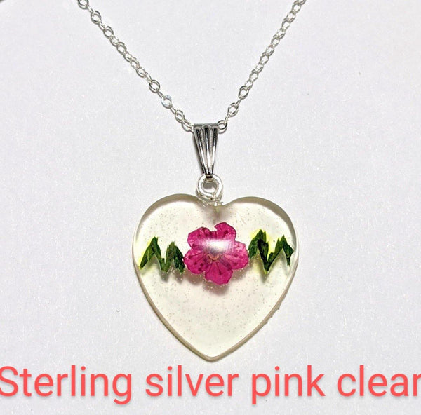 Mother's Nature: Real flower and leaf embedded handmade pendant sterling silver or gold filled necklace - Nature's Lure