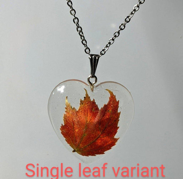 Autumn's Allure: Fall foilage leaf handmade pendant chain necklace - Nature's Lure