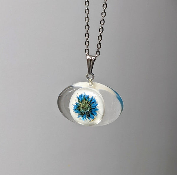 Delicate Armor: Handmade real flower evil eye pendant necklace