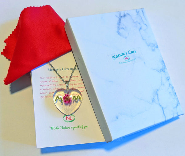 Mother's Gaze: Handmade real flower MOM pendant on a chain necklace