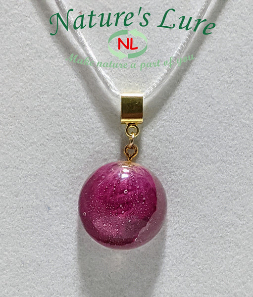 Red Rose flower pendant resin white cord necklace: Loving Beauty - Nature's Lure