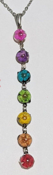 Natural Vitality: Chakra necklace with real mini flower handmade pendants - Nature's Lure