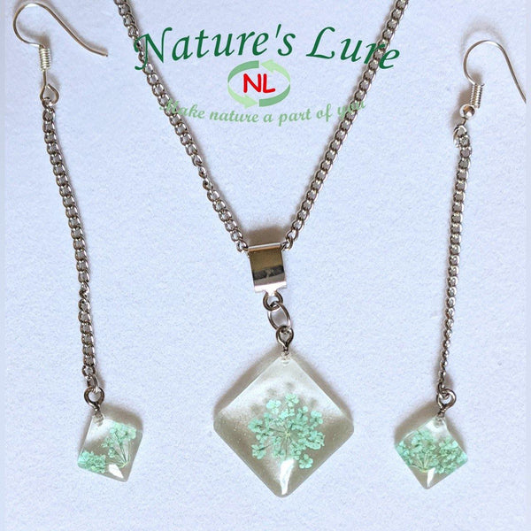 Royal Blue: Silver chain necklace with handmade blue flower pendant - Nature's Lure