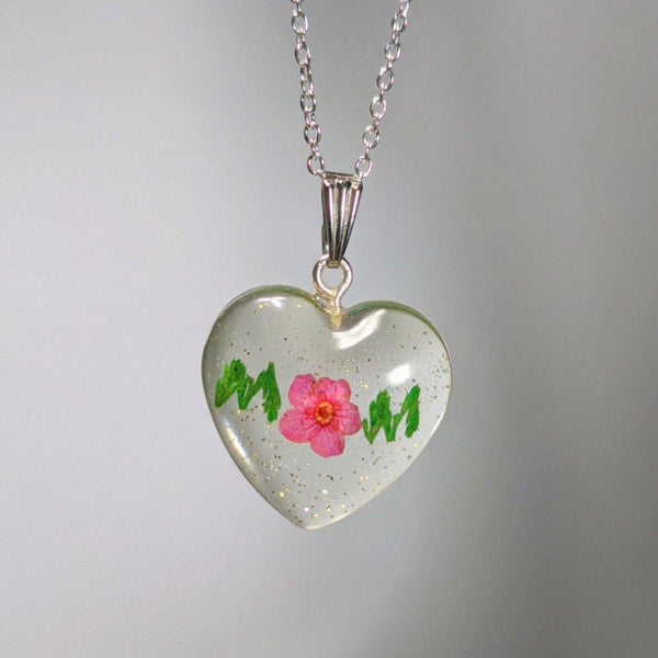 Mother's Nature: Real flower and leaf embedded handmade pendant sterling silver or gold filled necklace - Nature's Lure