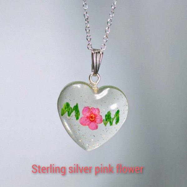Mother's Nature: Real flower and leaf embedded handmade pendant sterling silver or gold filled necklace - Nature's Lure