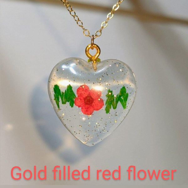 Mother's Nature: Real flower and leaf embedded handmade pendant sterling silver or gold filled necklace - Nature's Lure