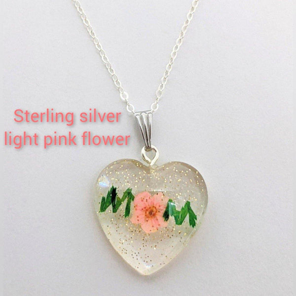 Mother's Nature: Real flower and leaf embedded handmade pendant sterling silver or gold filled necklace - Nature's Lure
