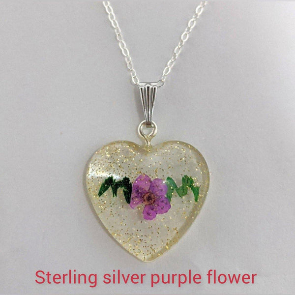 Mother's Nature: Real flower and leaf embedded handmade pendant sterling silver or gold filled necklace - Nature's Lure