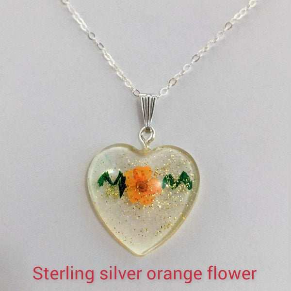 Mother's Nature: Real flower and leaf embedded handmade pendant sterling silver or gold filled necklace - Nature's Lure