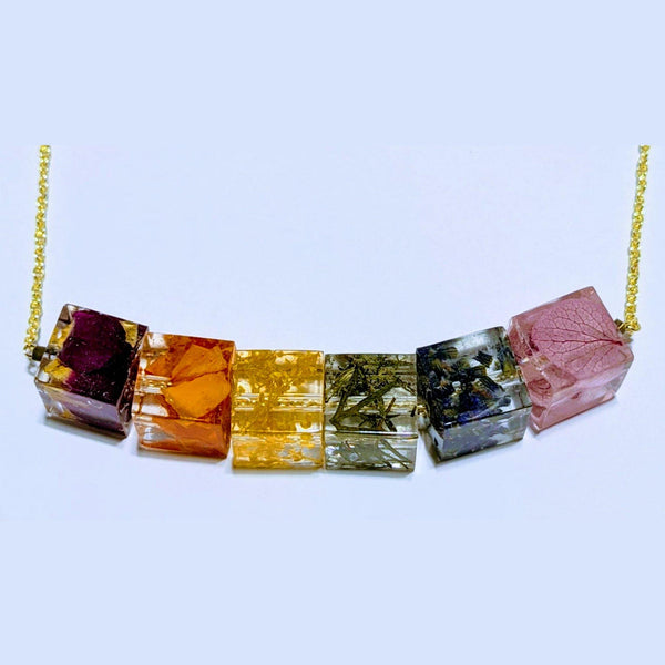 Nature's Colors: Handmade real flower rainbow pendant chain necklace - Nature's Lure