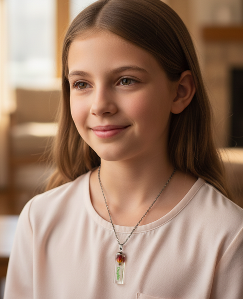 Daughterly Love: Real rose bud pendant chain necklace