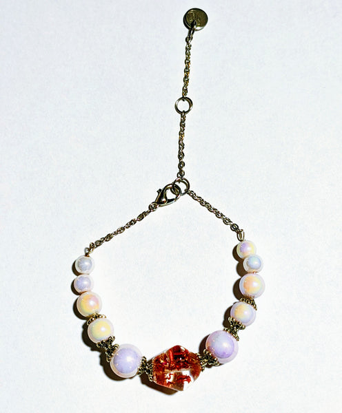 Prescious Band: Flower pendant glass pearl bracelet