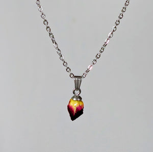 Budding Love: Real rose bud pendant chain necklace