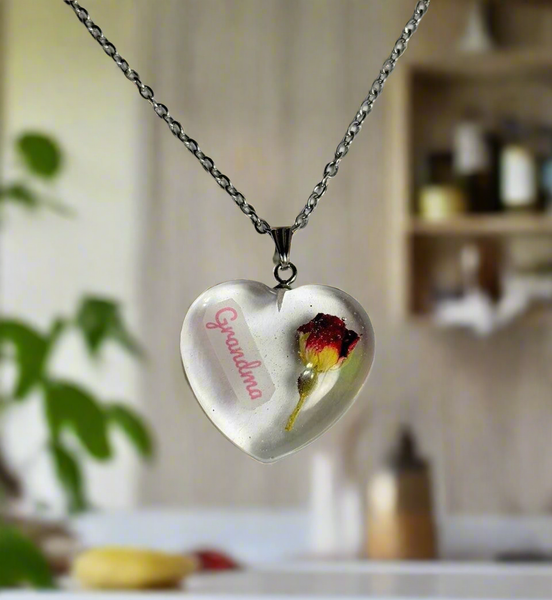 Kindly Love: Real rose bud pendant chain necklace