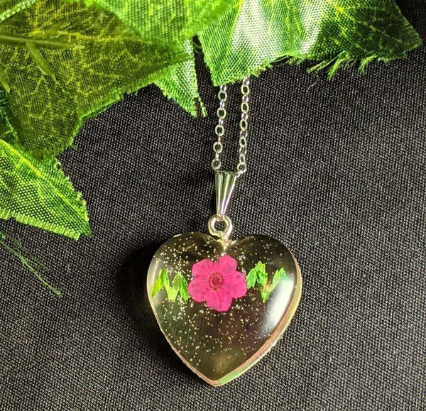 Mother's Nature: Real flower and leaf embedded handmade pendant sterling silver or gold filled necklace - Nature's Lure