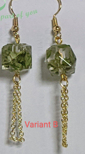 Healthy Gems: Silver and golden chain earrings with handmade leaf pendant - Nature's Lure