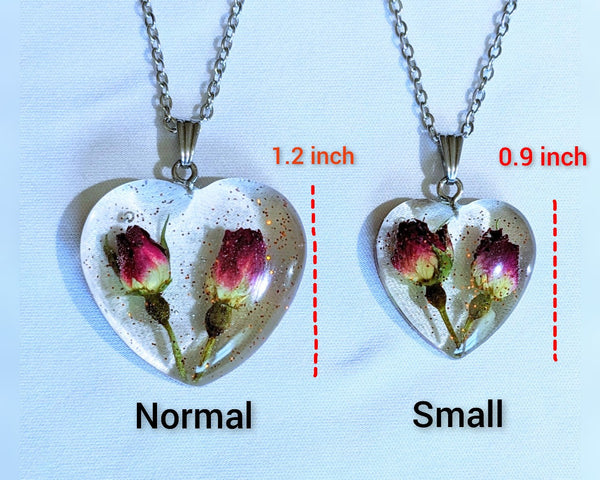 Inseparable Love: Handmade double rose bud pendant chain necklace