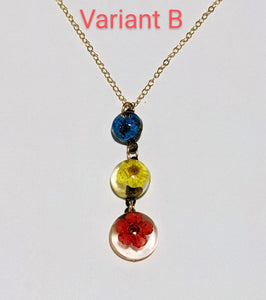 Primary Desire: Handmade primary color flower pendant gold filled chain necklace - Nature's Lure