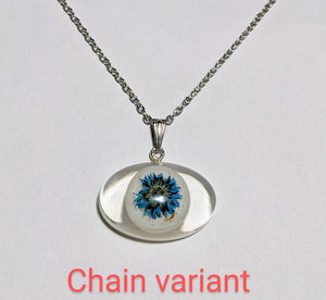 Delicate Armor: Handmade real flower evil eye pendant necklace
