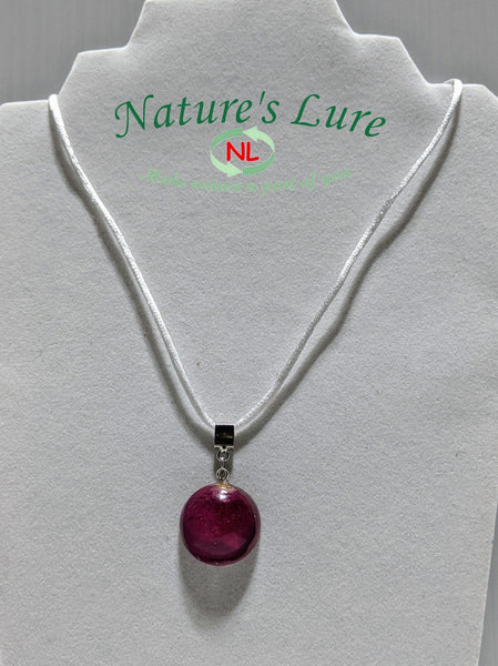 Red Rose flower pendant resin white cord necklace: Loving Beauty - Nature's Lure