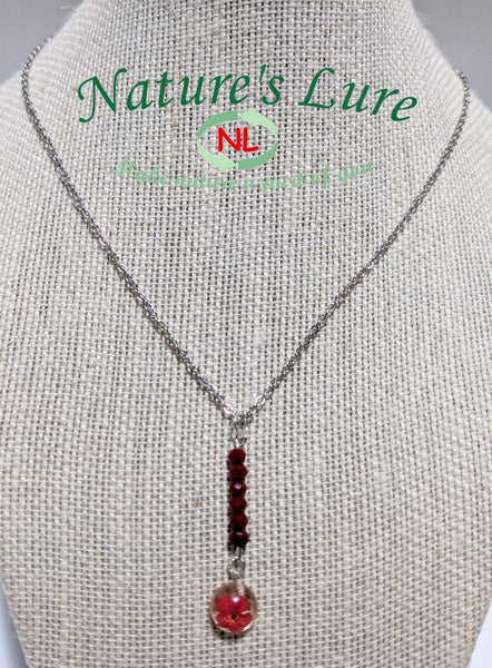 Simple Mini: Minimal chain necklace with vertical flower mini resin pendant - Nature's Lure
