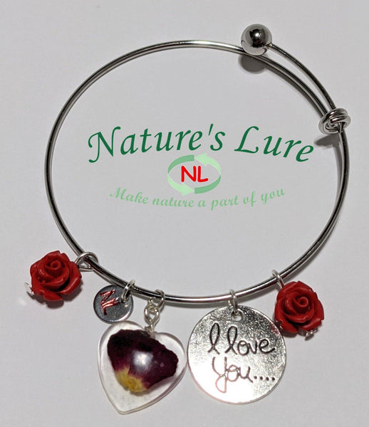 Lovely Circles: Flower pendant bangle bracelet - Nature's Lure
