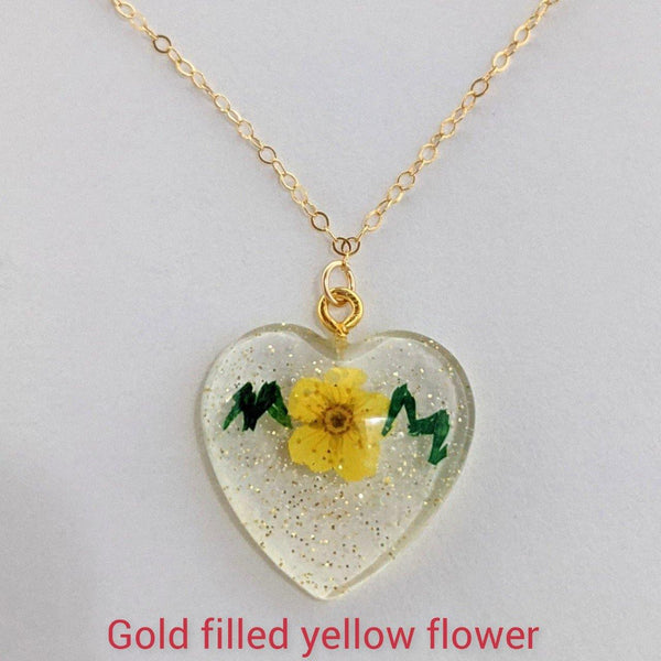 Mother's Nature: Real flower and leaf embedded handmade pendant sterling silver or gold filled necklace - Nature's Lure